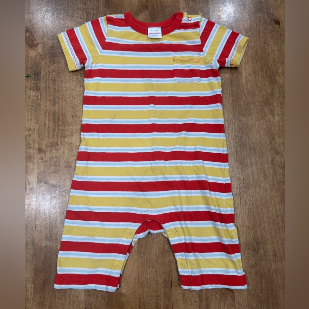 Hanna Andersson striped boys 3T snap romper